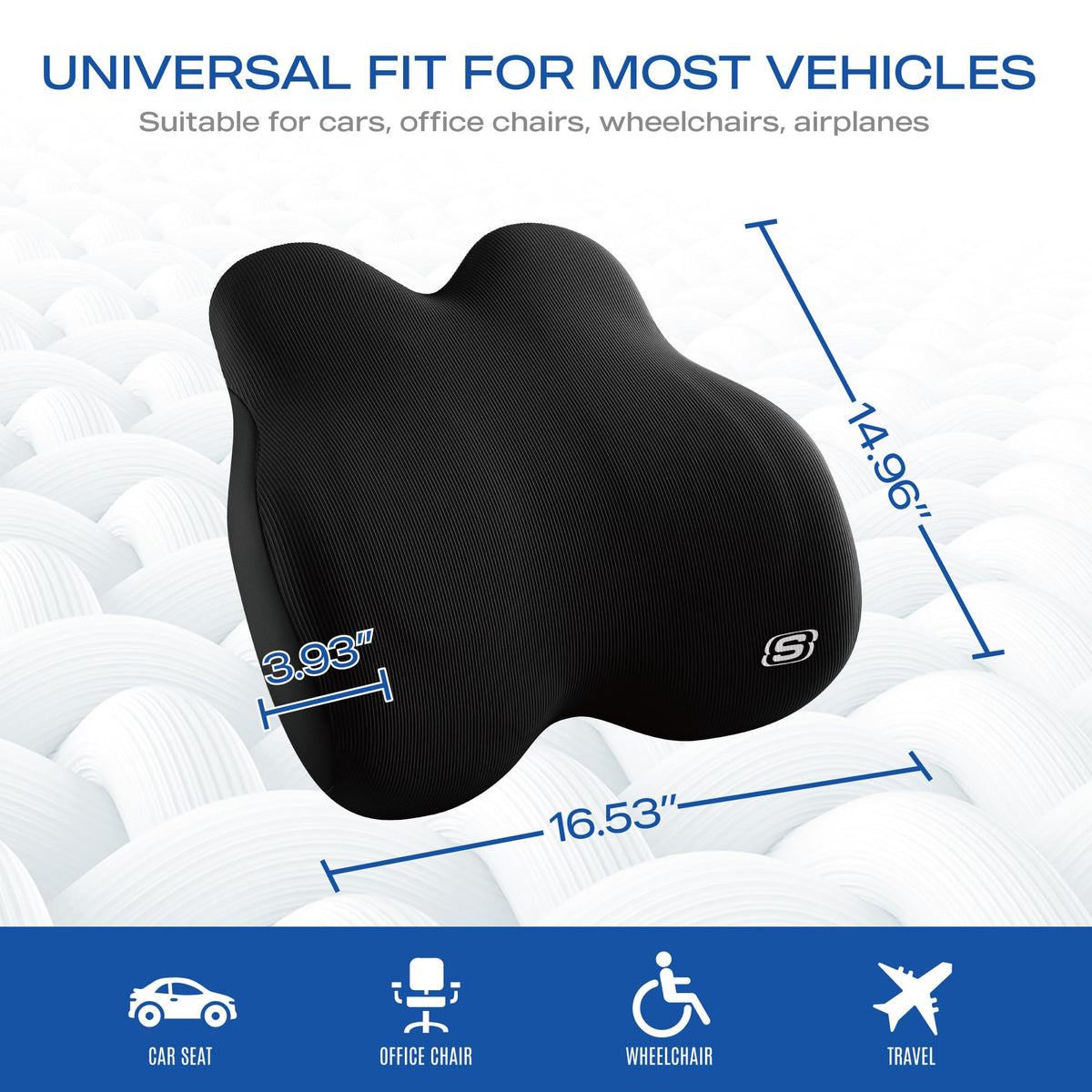 Skechers Memory Foam Lumbar Pillow side view highlighting contour and fit