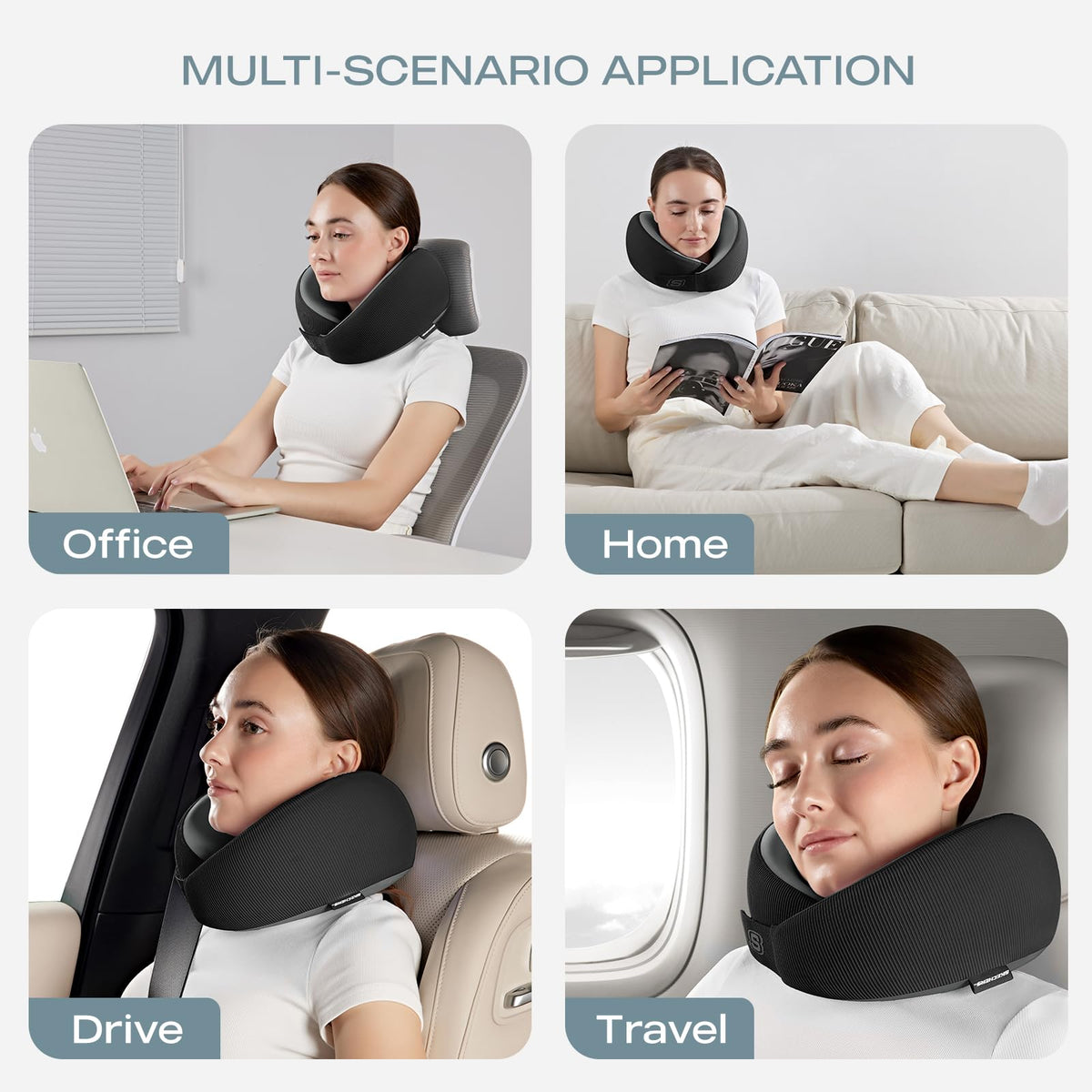 Skechers memory foam neck pillow stays cool with breathable cover.