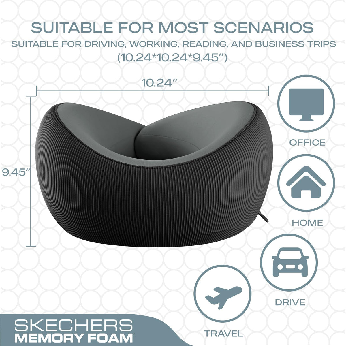 Car rides become more comfortable with Skechers memory foam contouring.
