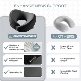 Skechers memory foam neck pillow supports home and office comfort.