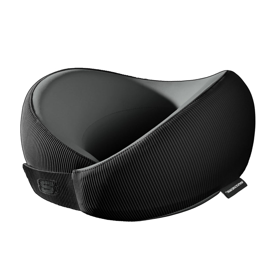 Skechers memory foam neck pillow for travel with ergonomic, supportive design.