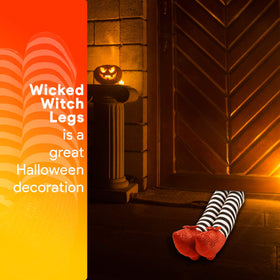 Witch feet with ruby slippers and sequins for festive yard styling