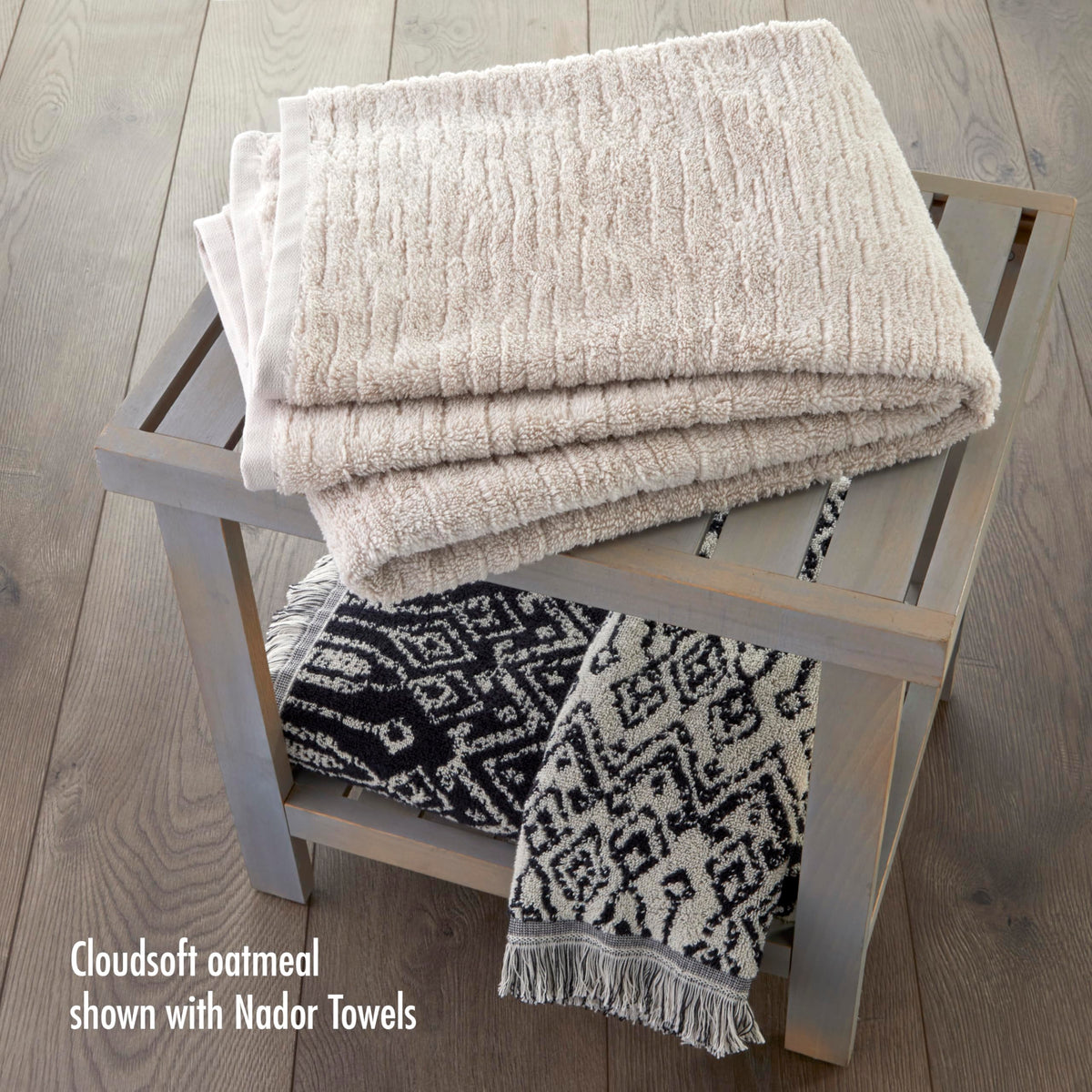 SKL Home CloudSoft hand towels folded closeup highlighting durability