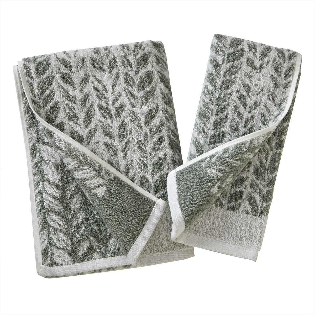 SKL Home Distressed Leaves hand towel adds a decorative touch to baths
