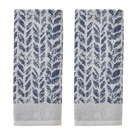 SKL Home distresse d leaves hand towel pattern close-up showing soft, absorbent Turkish cotton