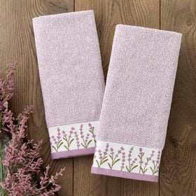 SKL Home embroidered lavender floral border detail on towels