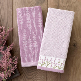 Gift-ready SKL Home lavender towels with decorative border