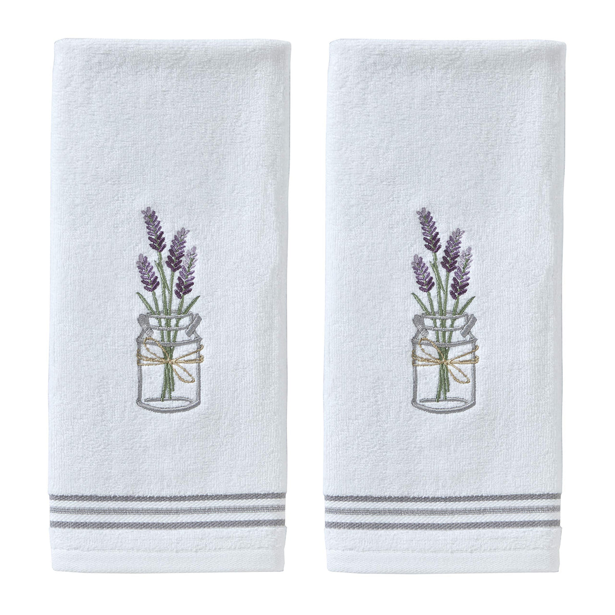 SKL Home lavender hand towel 2-pack with plush cotton velour for daily bath use.