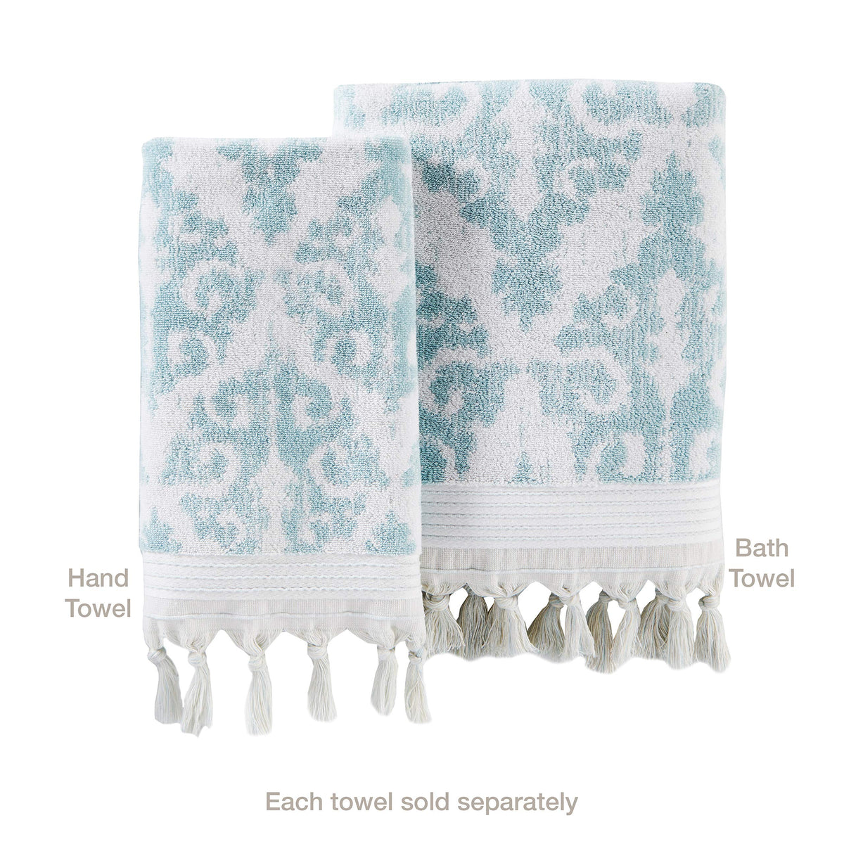 Mirage Fringe aqua jacquard medallion pattern closeup