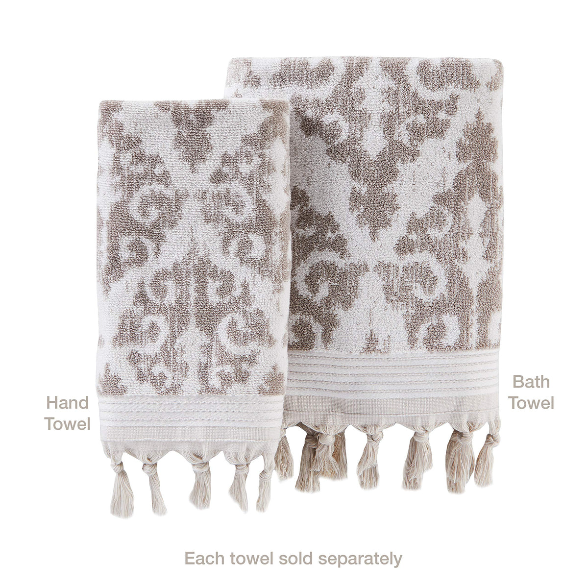 SKL Home Mirage Fringe towel back pattern in reverse colors for versatile styling