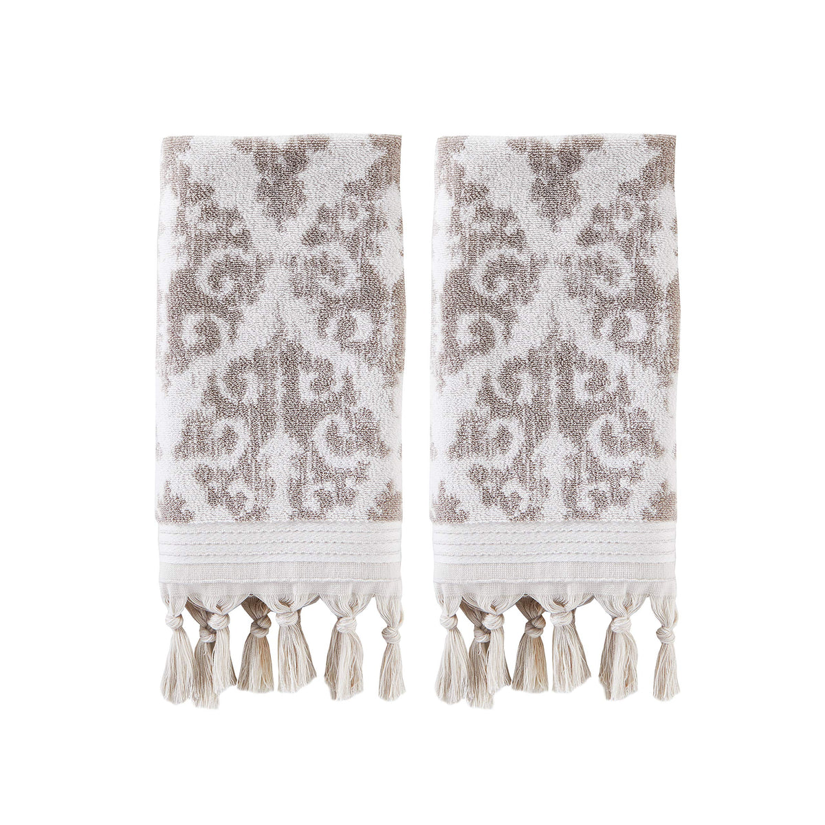 SKL Home Mirage Fringe towel front view showing two-tone jacquard for luxury bathroom decor