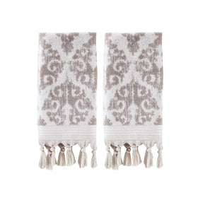SKL Home Mirage Fringe towel front view showing two-tone jacquard for luxury bathroom decor