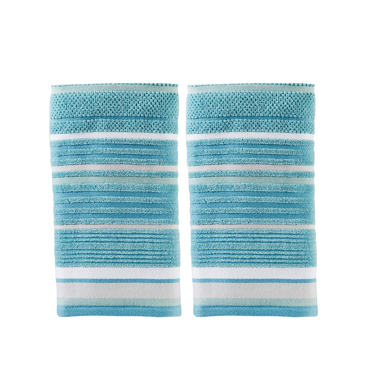 SKL Home Seabrook Stripe 2pc towel set with textured stripes for spa-like bath