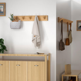 SKOLOO bamboo 5-pegs coat hook highlighting natural finish and versatile hanging