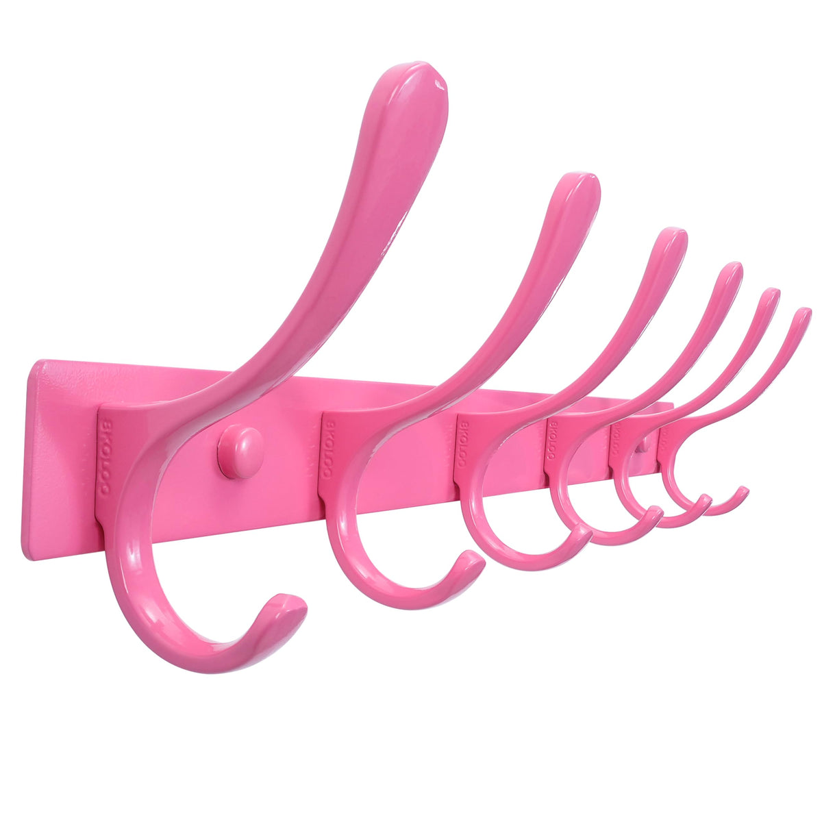 SKOLOO coat rack wall mounted, six pink hooks, saves space in small entryways.