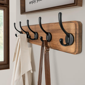 SKOLOO rustic coat rack five hooks for versatile hanging solutions.