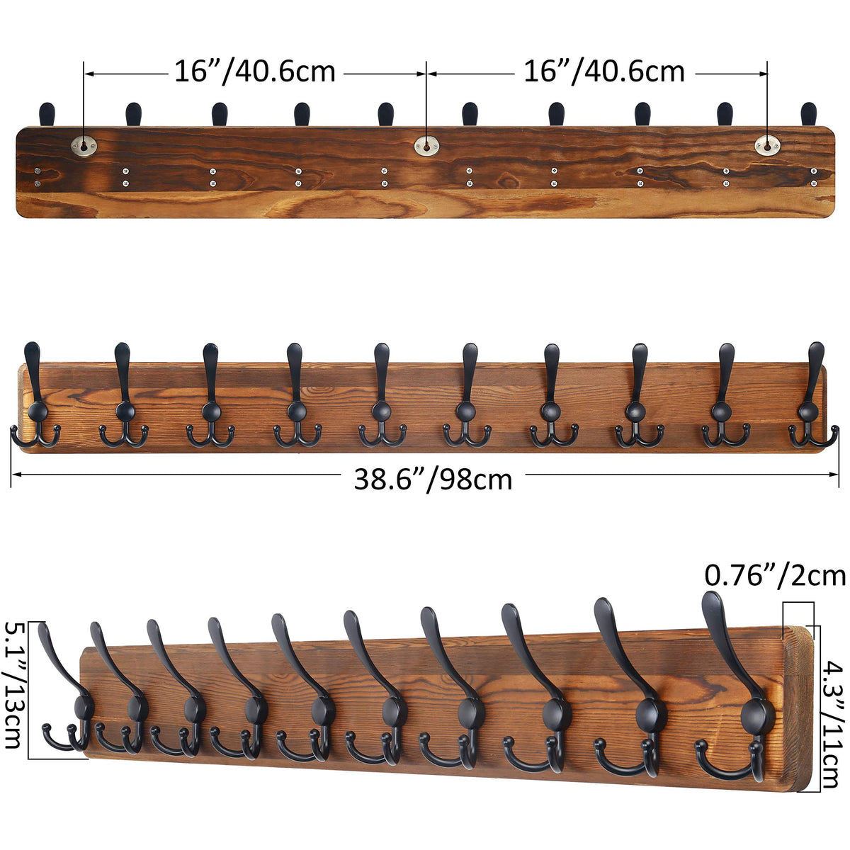SKOLOO weathered white finish coat rack blends farmhouse style with practicality.
