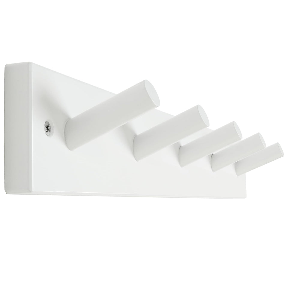 SKOLOO wooden coat rack with five pegs, wall-mounted for space-saving storage.
