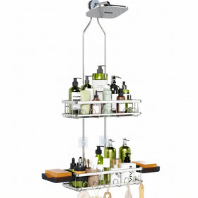 Skyapex shower caddy adjustable height for tall bottles and easy reach.
