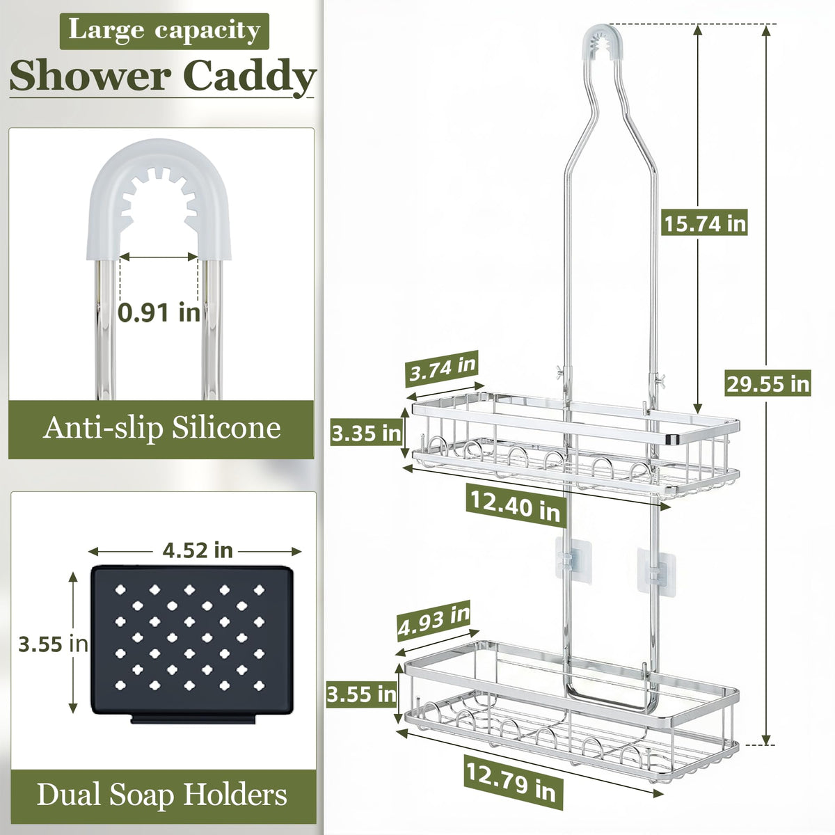 Skyapex shower caddy with two large baskets for shampoos and bottles.