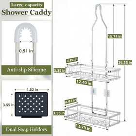 Skyapex shower caddy with two large baskets for shampoos and bottles.