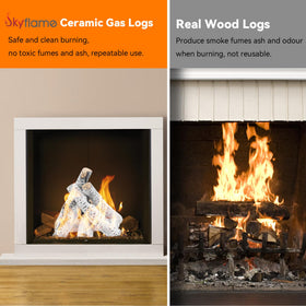 Skyflame birch logs ember glow adds ambience with no ash or soot.