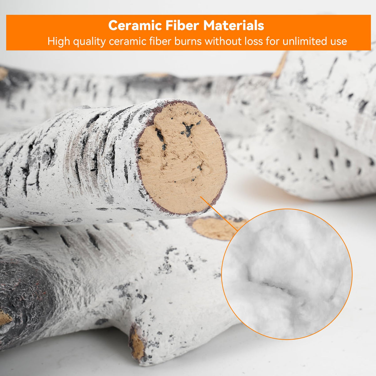 Skyflame birch logs with realistic birch appearance enhance visual realism.