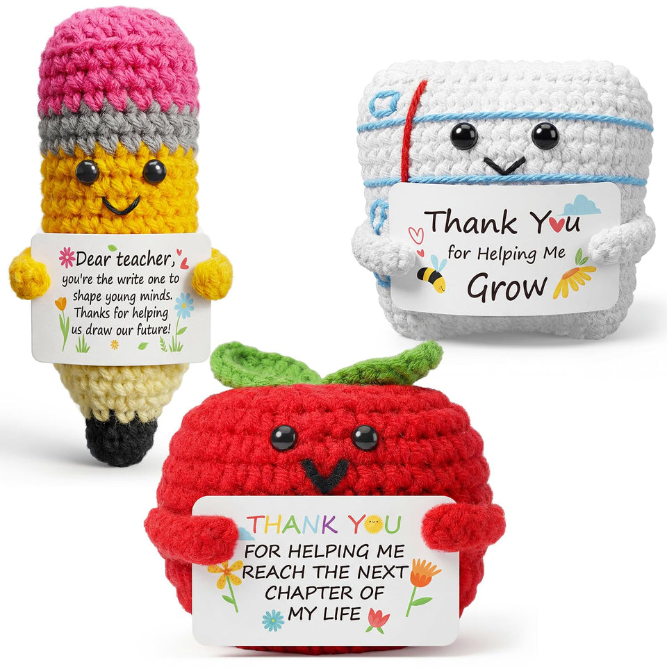 Skylety teacher appreciation crochet pencils close-up for desk gift.