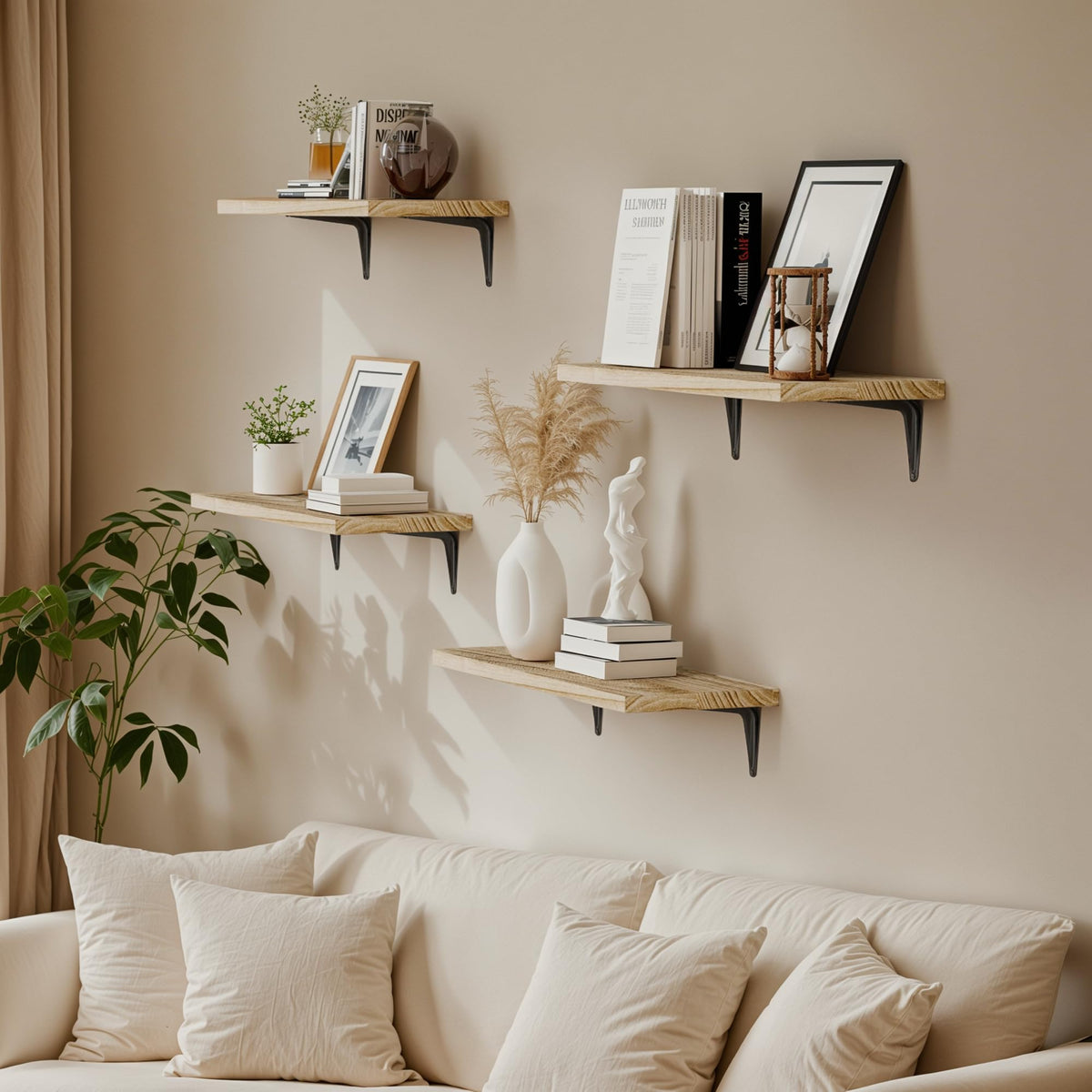 SKYSEN wood wall shelves 15-7in maximizing compact storage for small spaces
