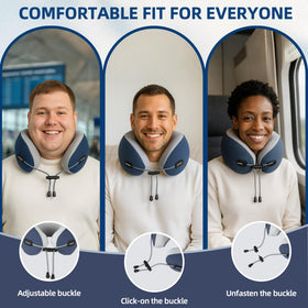 Skytrax Comf ergonomic side-sleeper design cradles the head for stable rest.