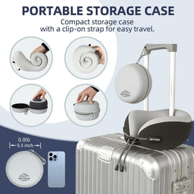 SKYTRAX COMF hard-shell carry case keeps the pillow protected and portable.