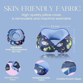 SKYTRAX COMF dinosaur neck pillow folded for compact storage.