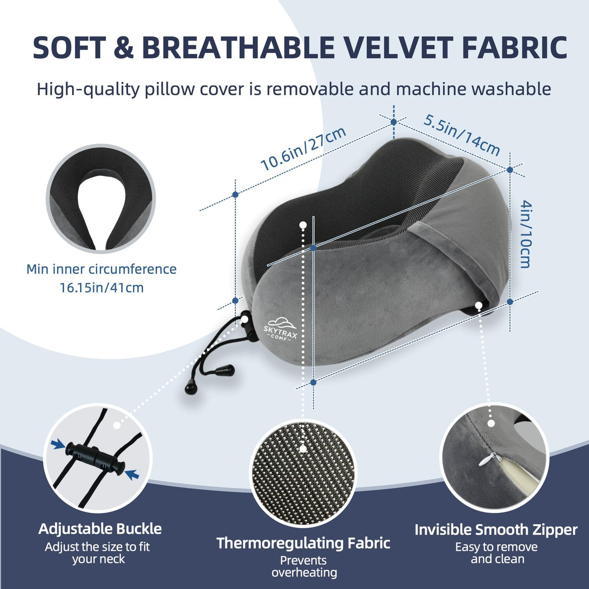 SKYTRAX COMF magnetic fabric lining adds warmth and comfort