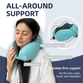 Skytrax Comf high-density memory foam contours to neck and shoulders for steady rest.