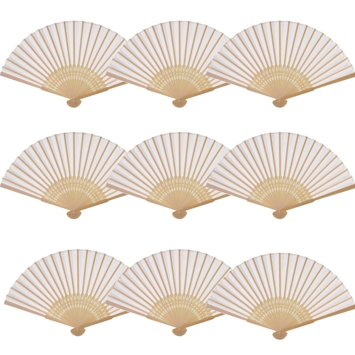 Cream hand fans with bamboo frames by SL crafts, wedding decor.