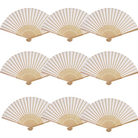 Cream hand fans with bamboo frames by SL crafts, wedding decor.