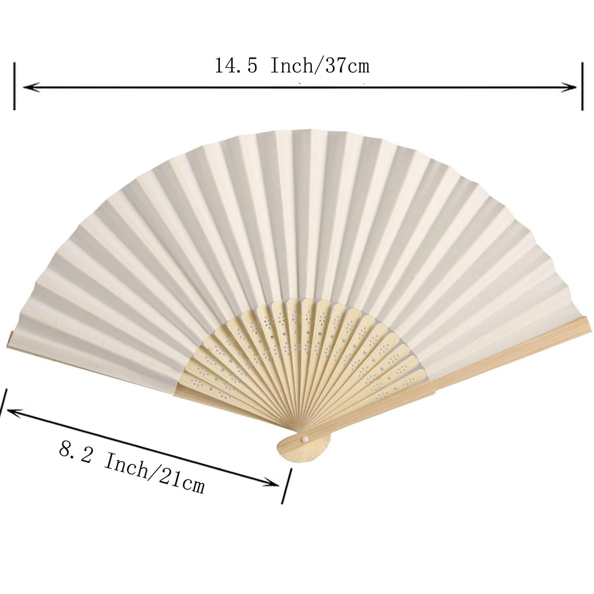 Bamboo handheld cream folding fan opened by SL crafts for display