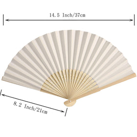 Bamboo handheld cream folding fan opened by SL crafts for display