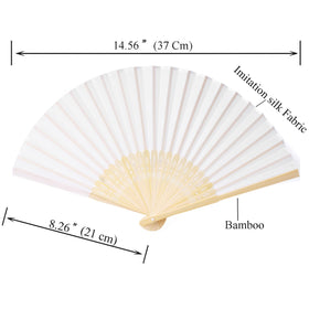 SL crafts white hand fan opened to 14.6 inches for graceful shade.