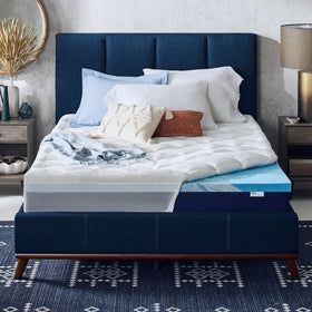 Sleep Innovations cooling comfort dual-layer topper cover shown on mattress surface for cool feel