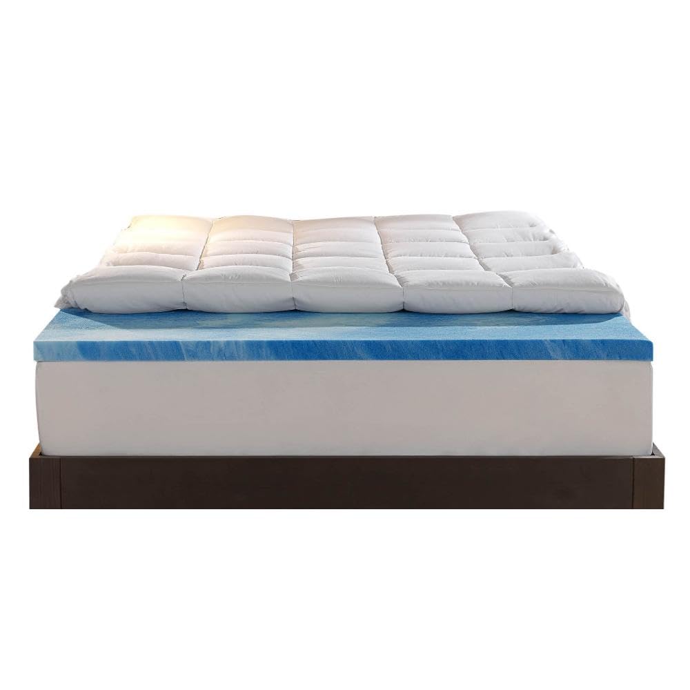 Sleep Innovations dual-layer topper with pillow-top cover for cloud-like comfort.