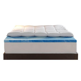 Sleep Innovations dual-layer topper with pillow-top cover for cloud-like comfort.