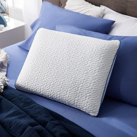 Sleep Innovations Forever Cool pillow cover closeup showing cooling fibers for refreshing comfort.