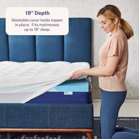 Removable washable cover closeup illustrating easy care and fit