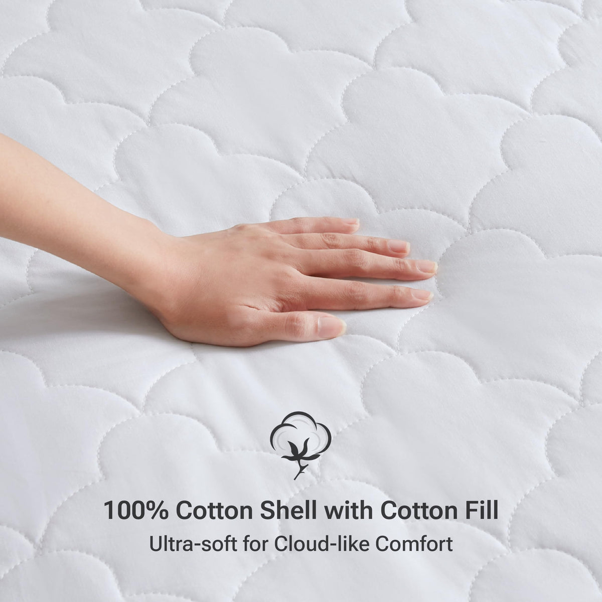 Sleep Philosophy twin mattress pad featuring cloud quilting keeps fill in place for even support.