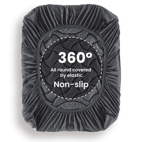 Sleep Zone deep-pocket fit accommodates mattresses 8 to 21 inches thick.