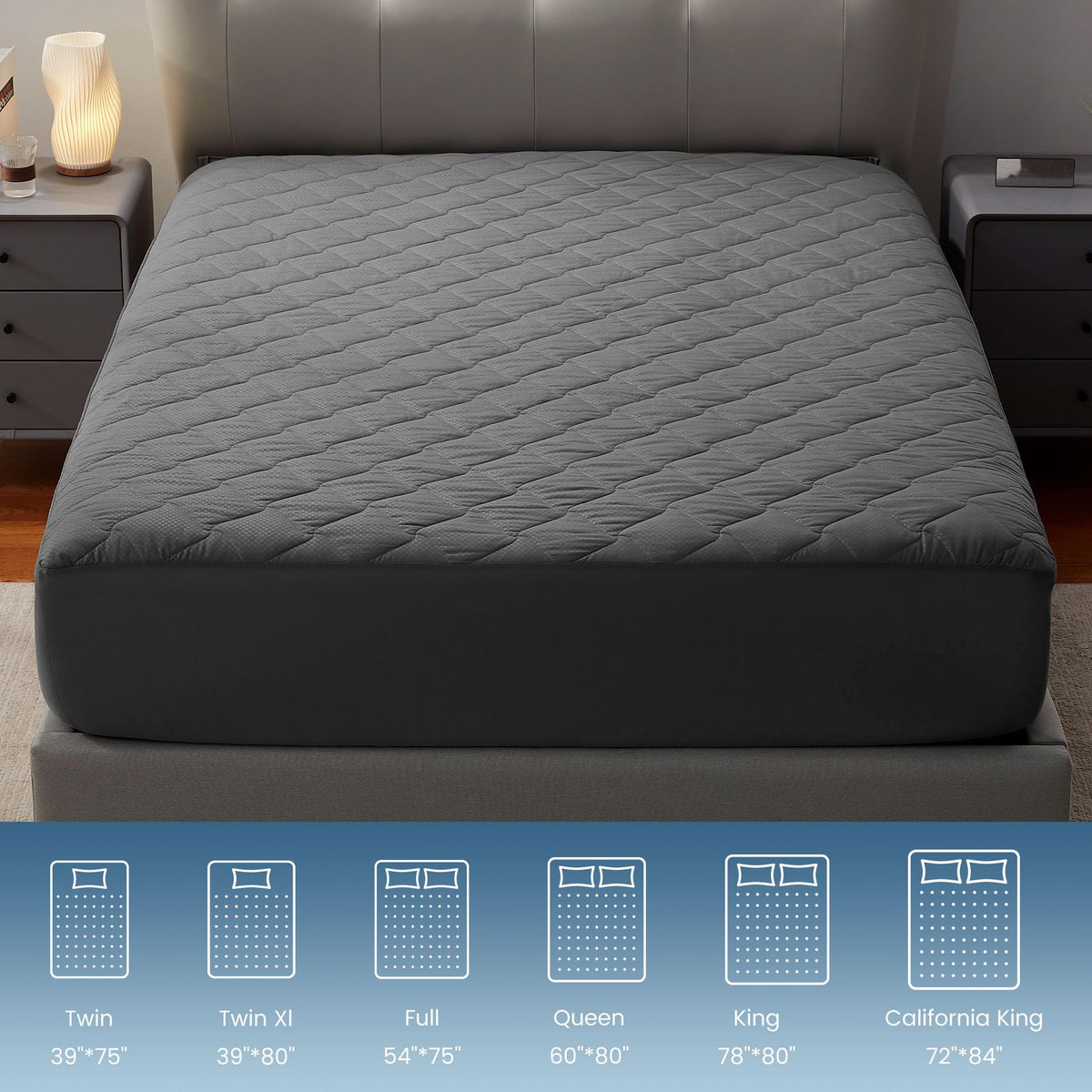 Sleep Zone quilted top mattress pad offers soft, comfortable sleeping surface