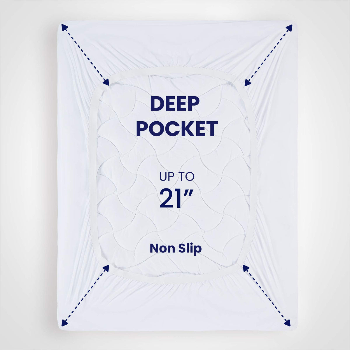 SLEEP ZONE stretch-to-fit elastic skirt securing topper in place