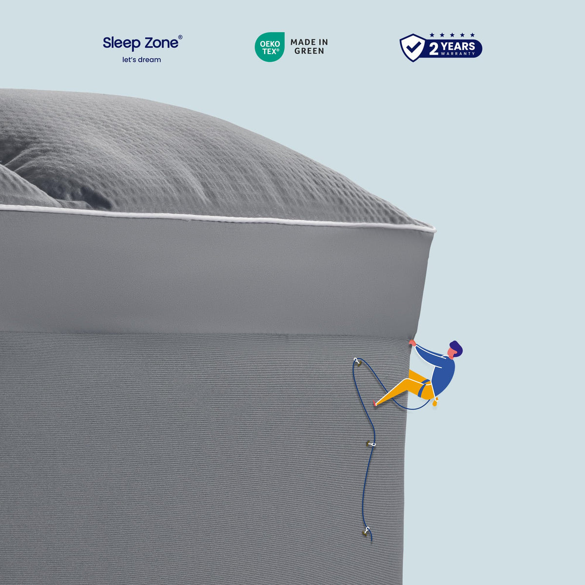 SLEEP ZONE topper filled with 1000gsm 5D spiral fibers for plush support