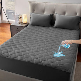 SLEEP ZONE waterproof mattress protector pad king protects against spills and stains.